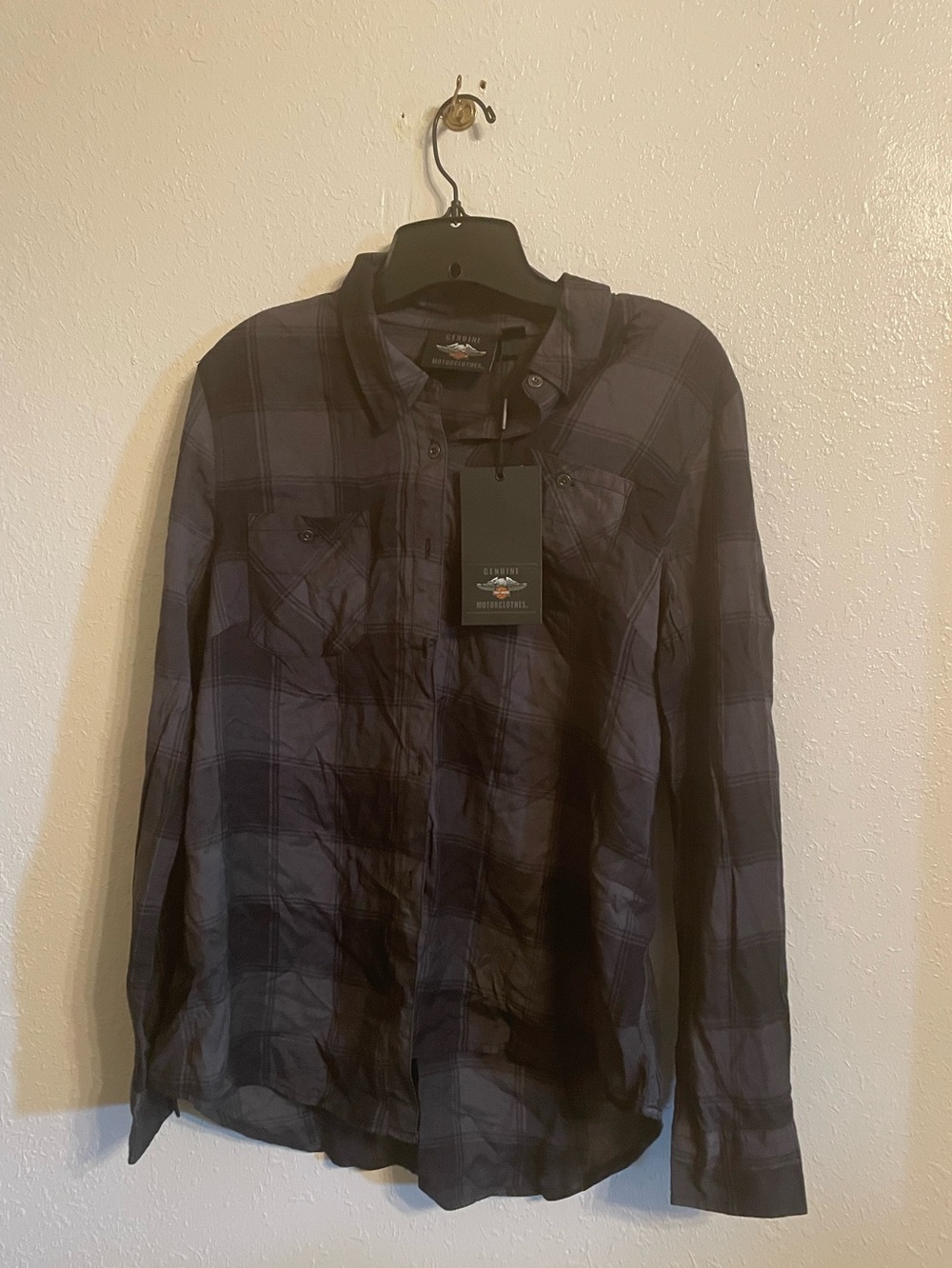 Harley Davidson Long-Sleeve Plaid Shirt - Black/Gray
